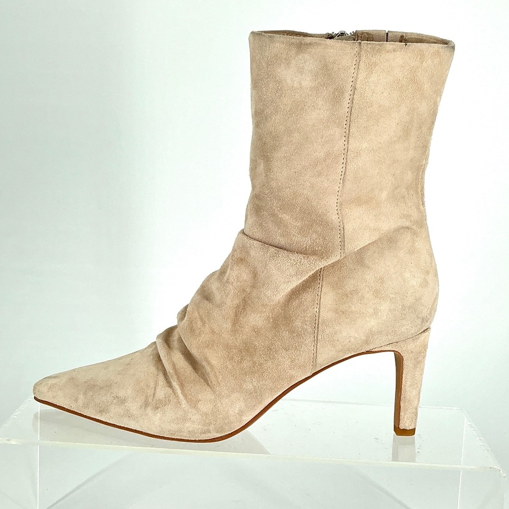 Dolce Vita Size 6.5 Suede Ruched Pointed Toe Stiletto Heel Boots Beige Fernly - Picture 12 of 16